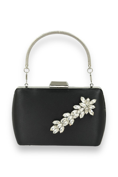 Biçanta Satenska crna večernja haljina Torba - Metal Sa ručkom, Kristalno sre...