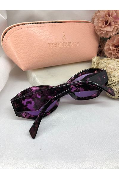Di Caprio Purple Patterned Gamy Design Women's Sunglasses