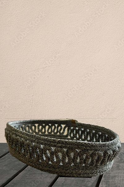 Evrimax Bread Basket Gray Wicker Bread Basket Detailed Embroidered Luxury Bread Basket