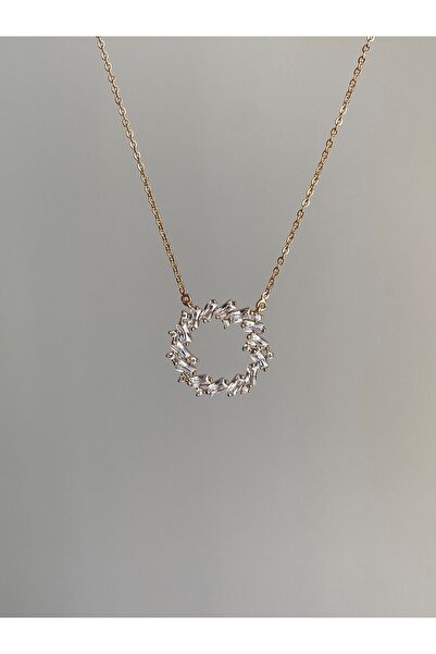 Owentis قلادة رايا موديل إكليل ذهبي وردي - فولاذ وحجر مكسور، لا تشويه