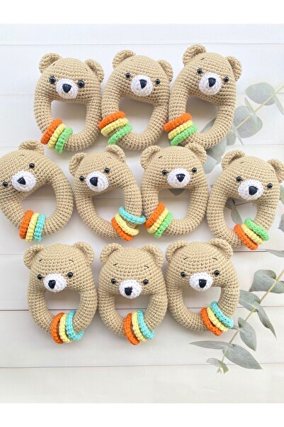 BEBEYLESTORE Amigurumi Diş Kaşıyıcı Çıngırak Oyuncak Ayıcık