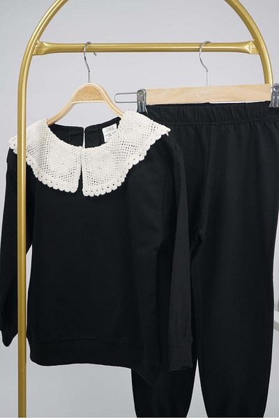 MİNİKO KİDS Set de trening din bumbac model dantela fete - guler inapoi la scoala