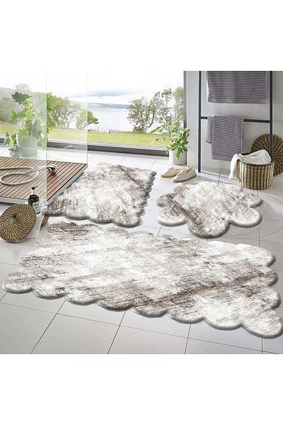 Sarar Set of 3 Non-Slip Base Bath Mat Rug 50x50 (round Daisy) --50x60(LAZER)- -60x100 (LAZER)