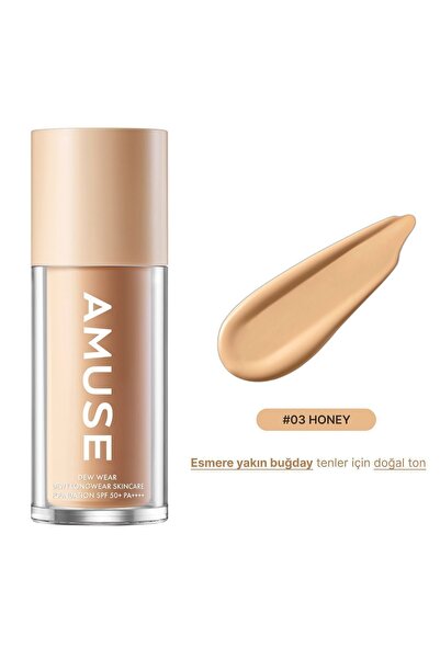 Amuse Dew Wear Foundation (KORENDY) Kalıcı Parlaklık Etkisi Sunan Doğal Kapatıcı Fondöten 35ml #03 Honey
