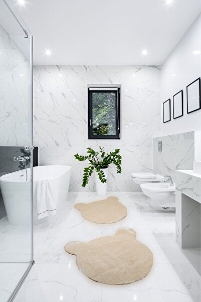 Balat Halı Sevimli Ayı Banyo Paspası 2 ' li 2'li Banyo Halısı 50x50 ve 75x75