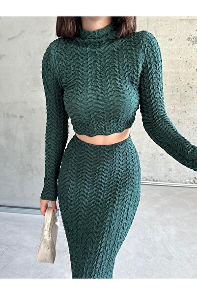 ELBEY Turtleneck Blouse and Skirt Set