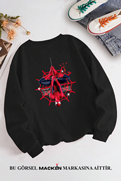 macklin سويت شيرت مطبوع برقبة دائرية للنساء والرجال من Marvel Spiderman بتصمي...