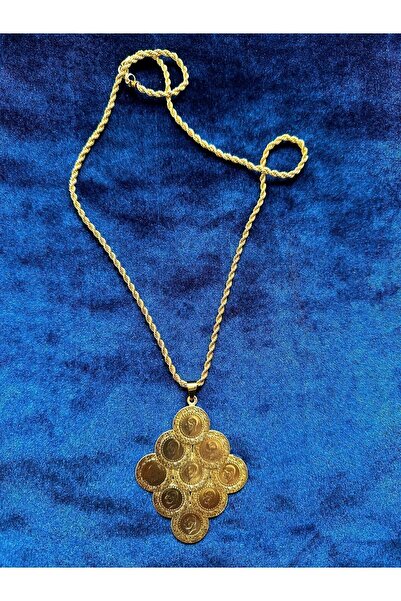 Mühür Altın Kaplama Demo Yöresel Bijuteri 9 Kardeş Çeyrek Kolye