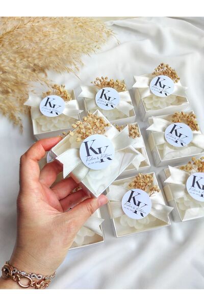 Mapel 20 Adet Süslemeli Lotus Mum, Nikah Şekeri, Doğum, Sünnet, Düğün Nişan S...
