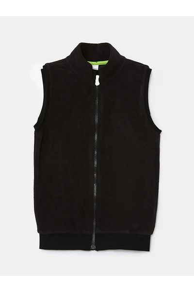 LC Waikiki Vestă fleece pentru copii LCW pentru băiat - neagră nouă, guler vertical