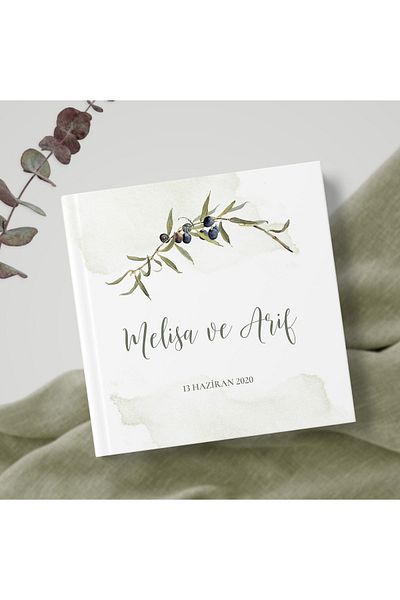 Norm Design Wedding Engagement Guest and Guest Memory Book Olive Pattern