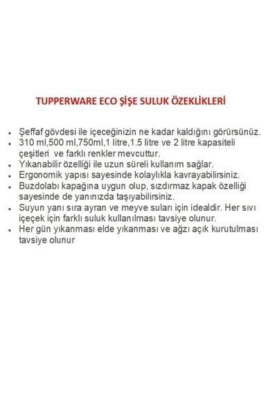 Tupperware Eco Şişe Suluk 750 ml 2li