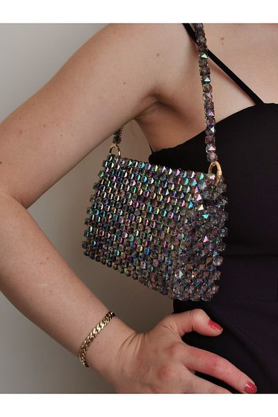vivozza Geantă Galaxy Colorful Bead - Geantă pentru rochie de seară - Geantă pentru invitații - Geantă de umăr