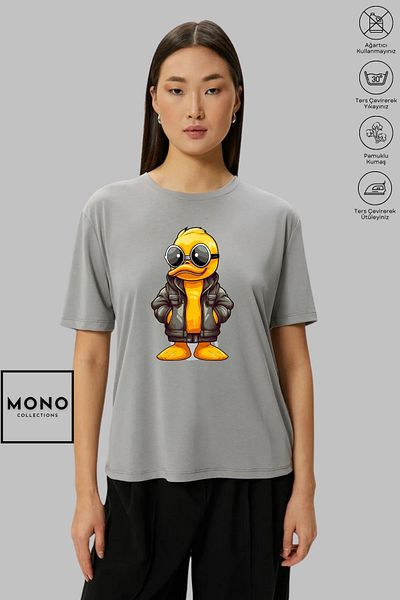 MONO COLLECTİON MONO COLLECTION Μπλουζάκι Unisex Oversize Cotton Duck Printed - Crew Neck, κοντό μανίκι