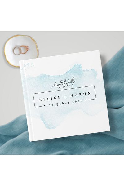 Norm Design Nuntă - Carte de amintire pentru invitați și vizitatori de logodnă cu model albastru