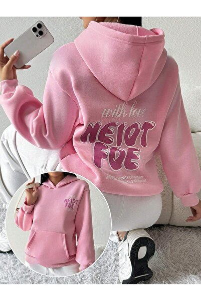 over head oh Ružičasta Heiot Foe Štampano Oversize kroj dukserica sa kapuljač...