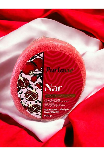 Kribi Natural Sponge Soap with Pomegranate 100 Gr - 100% Natural and Perfumed Sponge Soap