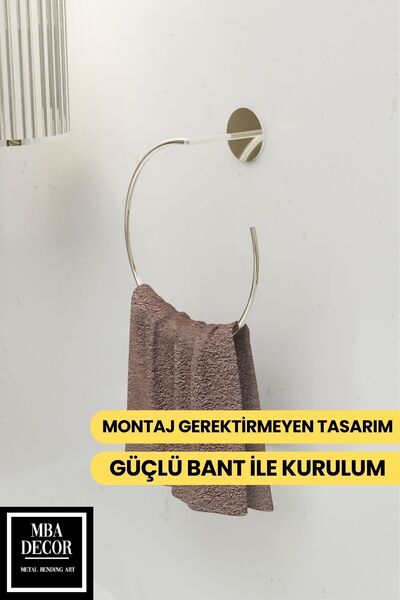 mba decor metal bending art Yakamoz Yapışkanlı Gümüş Banyo Askısı Havluluk 15...