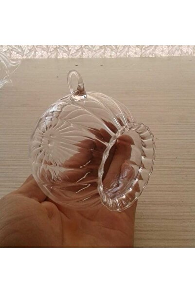 LEYLA CAM SANATLARI CAM ÜFLEME MUMLUK YUVARLAK AĞIZ ÇİZGİLİ CAM