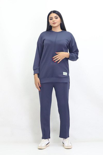 Kamex Gray Anthracite Women's Set - Striped and Elastic Trousers