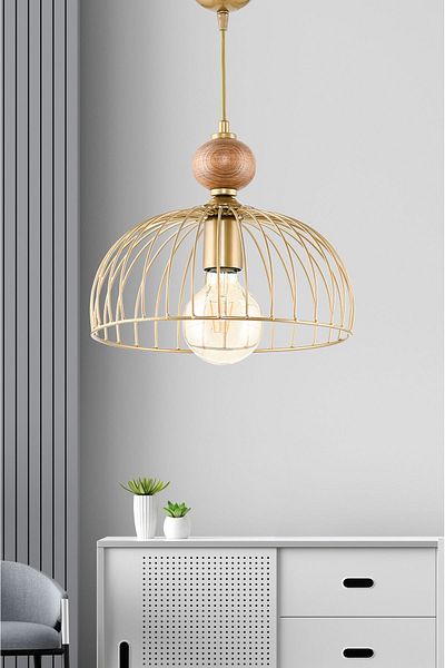 DEDE SINGLE WOODEN CESTA PENDANT LAMP CHANDELIER TOLD