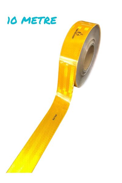 RM Tüvtürk Onaylı Reflektör Fosforlu Düz Şerit Bant  SARI 10 Metre E8 belge