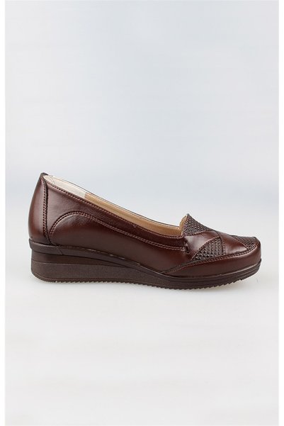 EDİK Edik Shoes for Daily and Mother Genuine Leather Lining Heel Cushioned System C109 Brown