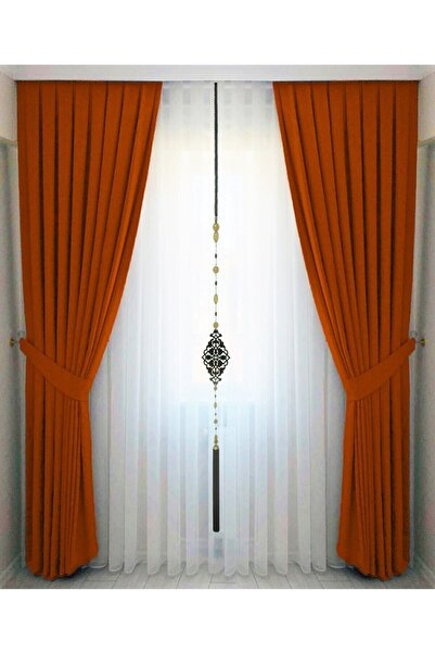 Emes Kiremit Kadifemsi Fon Perde Yüksek Kalite,Sık Kanun Pileli (Tek Kanat)