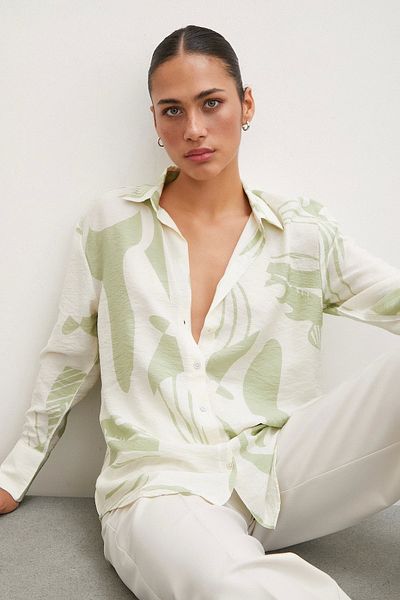 Never more Green V-Neck Modal Shirt