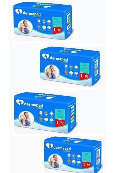 Dermaped L 30 Pack of 4 Pack Patient Diapers with Waistband