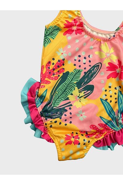 Fil Kids Girl - Floral Leaf Patterned Swimsuit