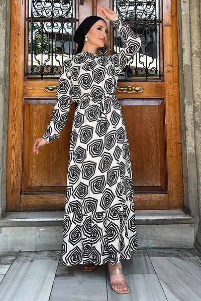 julude Φόρεμα Viscose Hijab - με πέτρινο σχέδιο και λάστιχο στον αστράγαλο