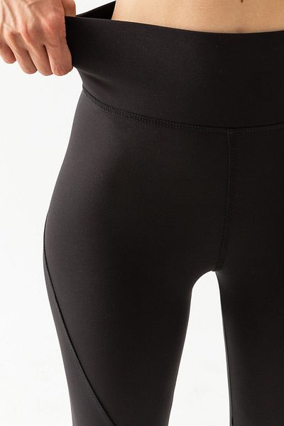 CNRCollection Jambiere sport negre cu talie înaltă pentru femei, cu cusături de întărire a pătuțului, textura elastică și moale