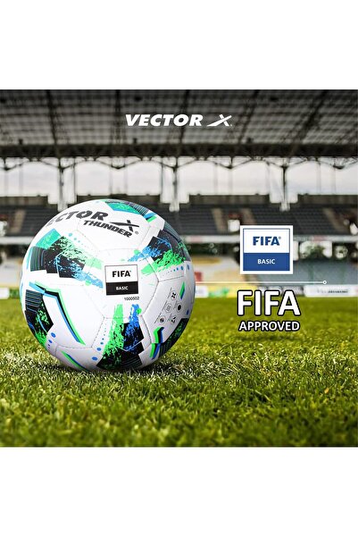 Vector X Thunder FIFA Basic Football (White-Green), Size-5