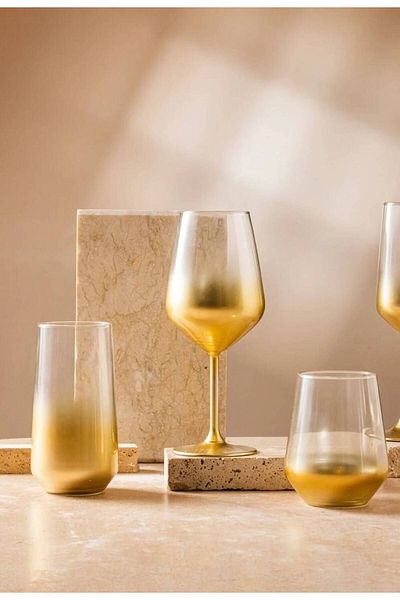 Paşabahçe 18 Piece Gold Gradient Glass Set
