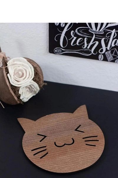 Pey Aksesuar 3-Piece Wooden Pot Pan Teapot Saucer Trivet Set