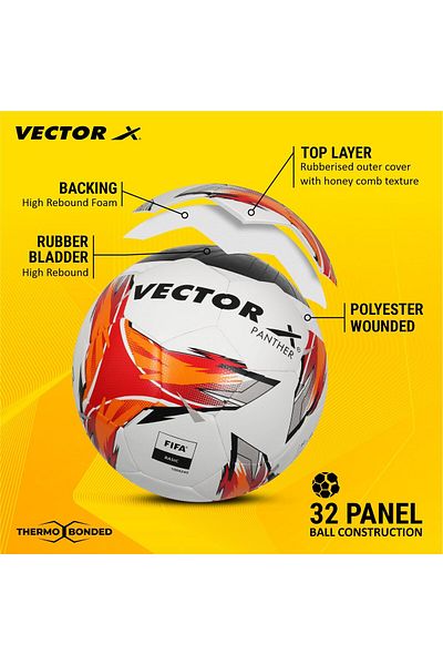Vector X Panther Thermofusion Football Training | Practice Size-5 | White-Orange |
