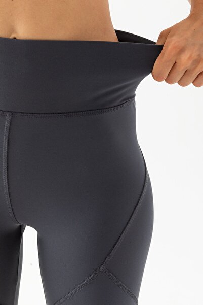 CNRCollection Kadın Füme Yüksek Bel Toparlayıcı Karyoka Dikişli Nefes Alan Yumuşak Dokulu Esnek Spor Şort Tayt
