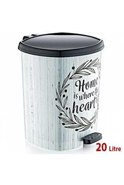 abnturk Beyaz Ahşap Home Heart'is Dizayn 20Lt BüyükBoy Pedallı Çöp Kovası Çık...