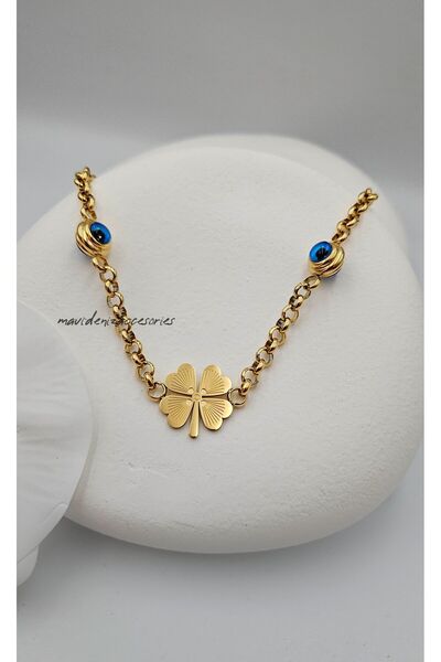 m mavi deniz accesories قلادة سلسلة البرسيم - تصميم قلادة من الفولاذ