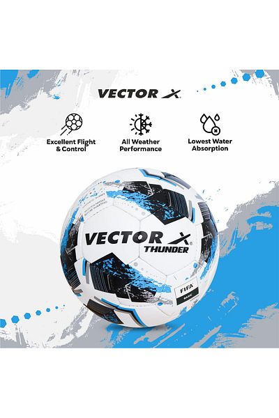 Vector X Thunder FIFA Basic Football (White-Blue) Size-5