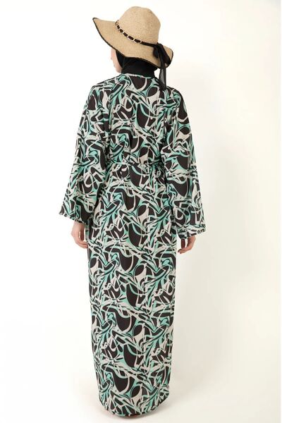 medipek Plně zakryté plavky hidžáb Lycra s Pareo - černo-zelené