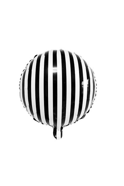 kidspartim 18 Inch Black and White Striped Round Foil Balloon