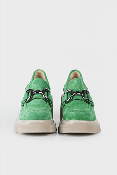 TUNAELLİ Жіночі зелені замшеві черевики з ланцюжком