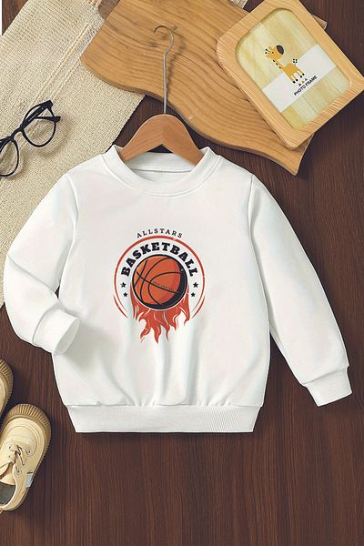 MYADA Hanorac oversize pentru copii cu model de baschet Allstars - 12572