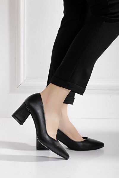 FORS SHOES Black Skin Women's Heeled Shoes 6 Cm