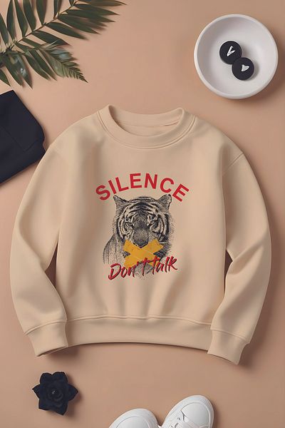 MYADA New Season Silence Printed Oversize Boy's Sweatshirt - 3 Thread 12326