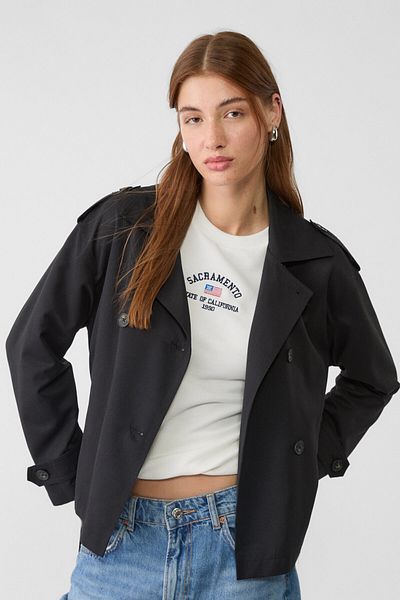 Stradivarius Short trench coat with belt