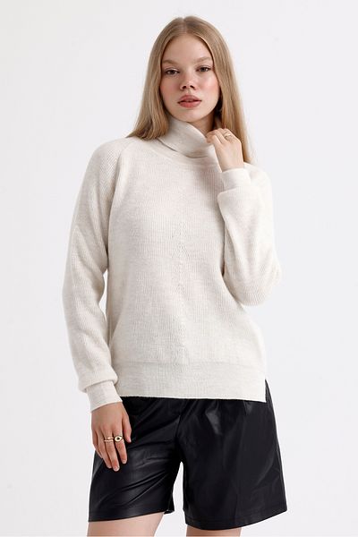 MD trend Turtleneck Slit Basic Knitwear Women's Sweater