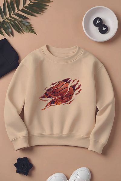 MYADA Φούτερ New Season Boy's Oversize - Burning Ball Print, 3 Thread - 12311